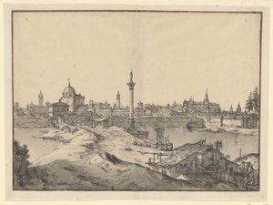 Denkbeeldig gezicht op Padua door Bernardo Bellotto