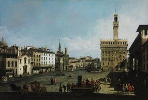 Het Piazza della Signoria in Florence door Bernardo Bellotto