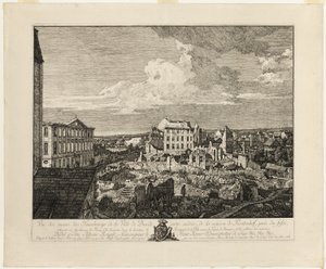 De ruïnes van de Pirnaischer buitenwijk met het Palais Fürstenhof
