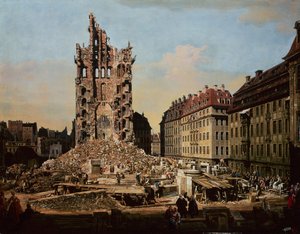 De Ruïnes van de oude Kreuzkirche door Bernardo Bellotto