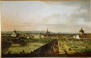 Wenen gezien vanaf de Belvedere ... (olieverf op doek) door Bernardo Bellotto