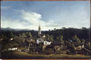 Uitzicht op Gazzada door Bernardo Bellotto