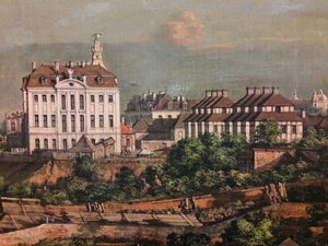Uitzicht op Warschau vanaf het Koninklijk Kasteel (detail) door Bernardo Bellotto