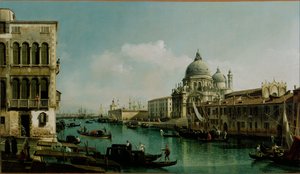 Uitzicht op het Canal Grande: Santa Maria della Salute en de Dogana vanaf Campo Santa Maria Zobenigo door Bernardo Bellotto