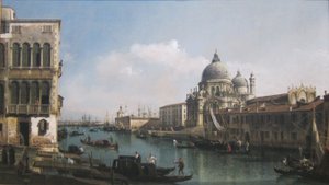 Uitzicht op het Canal Grande: Santa Maria della Salute en de Dogana vanaf Campo Santa Maria Zobenigo door Bernardo Bellotto