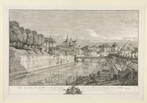 Uitzicht op de Zwinger, Dresden door Bernardo Bellotto
