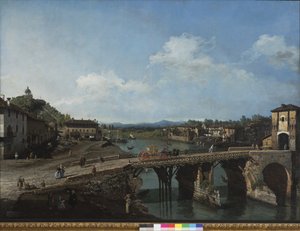 Zicht op de oude brug over de Po in Turijn