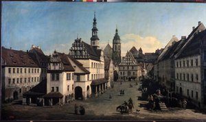 De markt in Pirna door Bernardo Bellotto