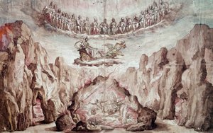 Project voor het decor en de machines van een intermezzo, Le Tromphe de Circe. Tekening door Bernardo Buontalenti, ook bekend als delle Girandole (ca. 1523-1608)