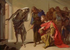 Saul en de heks van Endor door Bernardo Cavallino