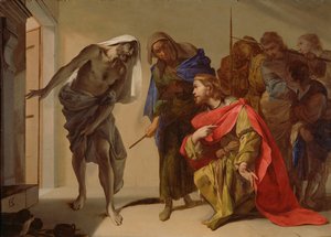 De schaduw van Samuel opgeroepen door Saul, ca. 1655 door Bernardo Cavallino