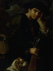 Jager met zijn geweer en hond. (Allegorie van "Lucht") door Bernardo Eberhart Keilhau