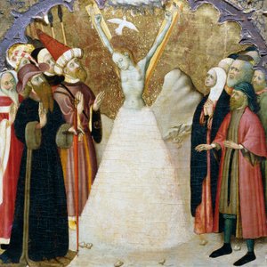 Het martelaarschap van St. Eulalia, detail (uit het predella van een altaarstuk uit de kathedraal van Vic), door Bernat Martorell, Catalaanse gotische kunst