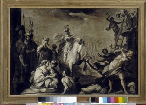 Constantijn (Constantijn I, Caius Flavius Valerius Aurelius Constantinus, Romeinse keizer stierf 337) vernietigt afgoden