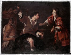 Jozef interpreteert de dromen (olieverf op doek) door Bernardo Strozzi