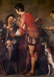 De maaltijd in het huis van Simon de Farizeeër. Detail van een dienaar die een drankje serveert
