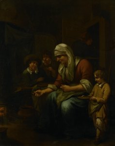 Vrouw die pannenkoeken maakt