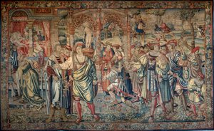 Cyclus van Oedipus: Laios raadpleegt het orakel van Delphi door Bernart van (attr. to) Orley