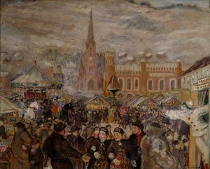 Drammen markt door Bernhard Dorotheus Folkestad