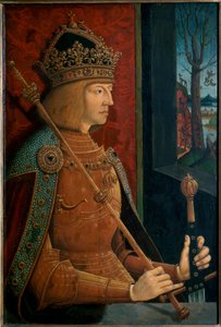 Keizer Maximiliaan I, met kroon, scepter en zwaard