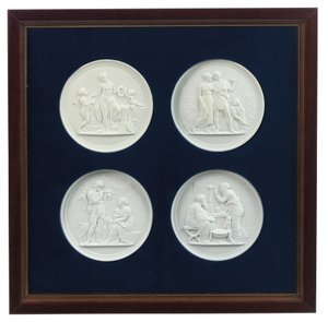 Een set van vier reliëfgevormde plaquettes, eind 20e eeuw door Bertel (after) Thorvaldsen