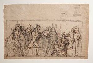 Agamemnons gevecht met Achilles. Doopvont door Bertel Thorvaldsen