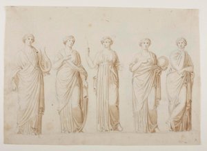 De muzen Terpsichore, Erato, Clio, Urania en Polyhymnia door Bertel Thorvaldsen