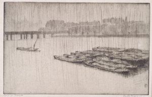 Regen op Theems door Bertha E. Jaques