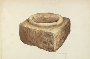 Zandstenen wijwaterbak