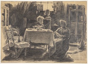 Middagthee in het atelier van de kunstenaar door Bertha Wegmann