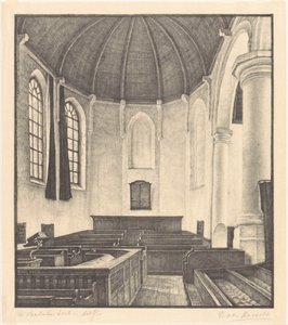 De Waalsche Kerk in Delft door Bertha van Hasselt (signed by artist)