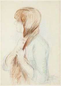 Meisje dat Haar Haar Vlecht (La Natte) door Berthe Morisot