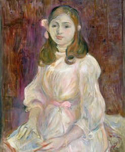 Portret van Julie Manet (1878-1966) met een boek, 1889 door Berthe Morisot