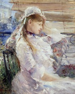 Profiel van een zittende jonge vrouw door Berthe Morisot