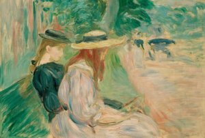 Op een bank in het Bois de Boulogne door Berthe Morisot