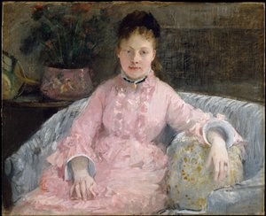 De roze jurk (Albertie-Marguerite Carré, later Madame Ferdinand-Henri Himmes, 1854–1935) door Berthe Morisot