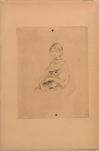 Jong meisje met kat, c.1888 (ets)