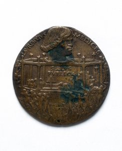 Medaille met afbeelding van de Pazzi-samenzwering. Lorenzo de