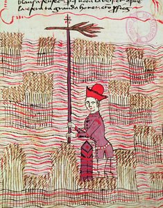 Ms 327 fol.197r Landmeter in een veld, uit Traite d