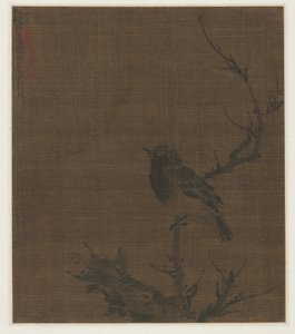 Slapende Vogel op een Prunustak, 1400s
