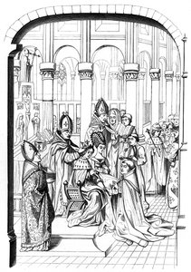 De kroning van koning Karel V van Frankrijk 1337-1380, 14e eeuw 1849 door Bisson and Cottard