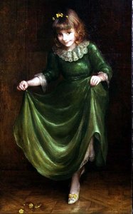 Portret van een jong meisje in een groene jurk door Blanche Jenkins