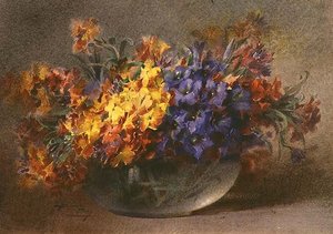 Lentebloemen in een glazen kom