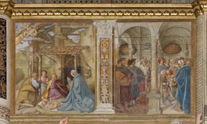 Centrale Aave, Vierde Noordelijke Span, Aanbidding van de Herders, Besnijdenis, Boccaccio Boccaccino 1516-17 door Boccaccio Boccaccino