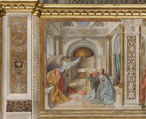 Centrale Schip, Derde Noordelijke Span, Aankondiging, Boccaccio Boccaccino 1516-17 door Boccaccio Boccaccino