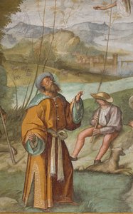 Centraal Schip, Eerste Noordelijke Span, Aankondiging aan Gioacchino (detail) door Boccaccio Boccaccino