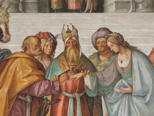Centraal Schip, Tweede Noordelijke Span, Huwelijk van de Maagd (detail) door Boccaccio Boccaccino