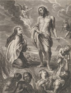 Heilige Teresa van Avila die bemiddelt voor Bernardino de Mendoza, ca. 1640-59 door Boetius Adams Bolswert