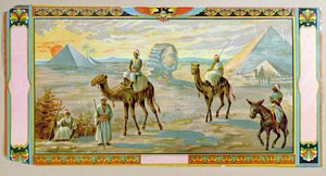 De Sfinx en de piramides, etiket van een fezdoos, c.1910