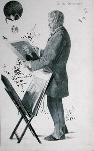 Edmond Huot de Goncourt (1822-96), omslagillustratie uit La Revue Illustree, 15 april 1888 door Boileau Boileau